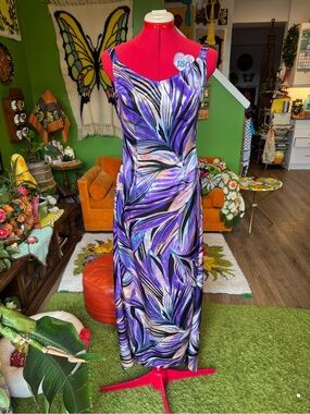 Sleeveless Purple Print Maxi Dress